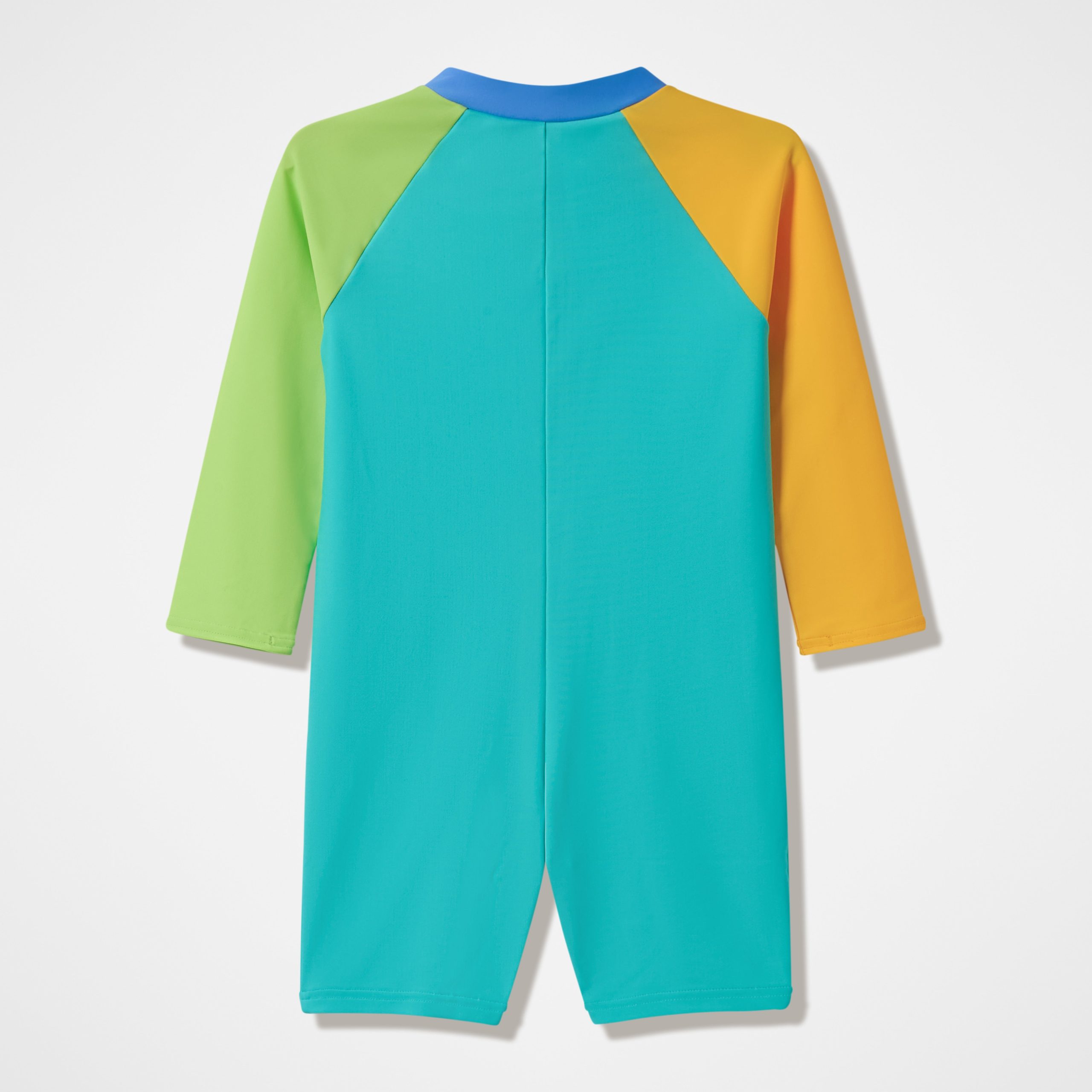 Infants Colorblock Long Sleeve Zip One Piece Green/Orange - Image 2