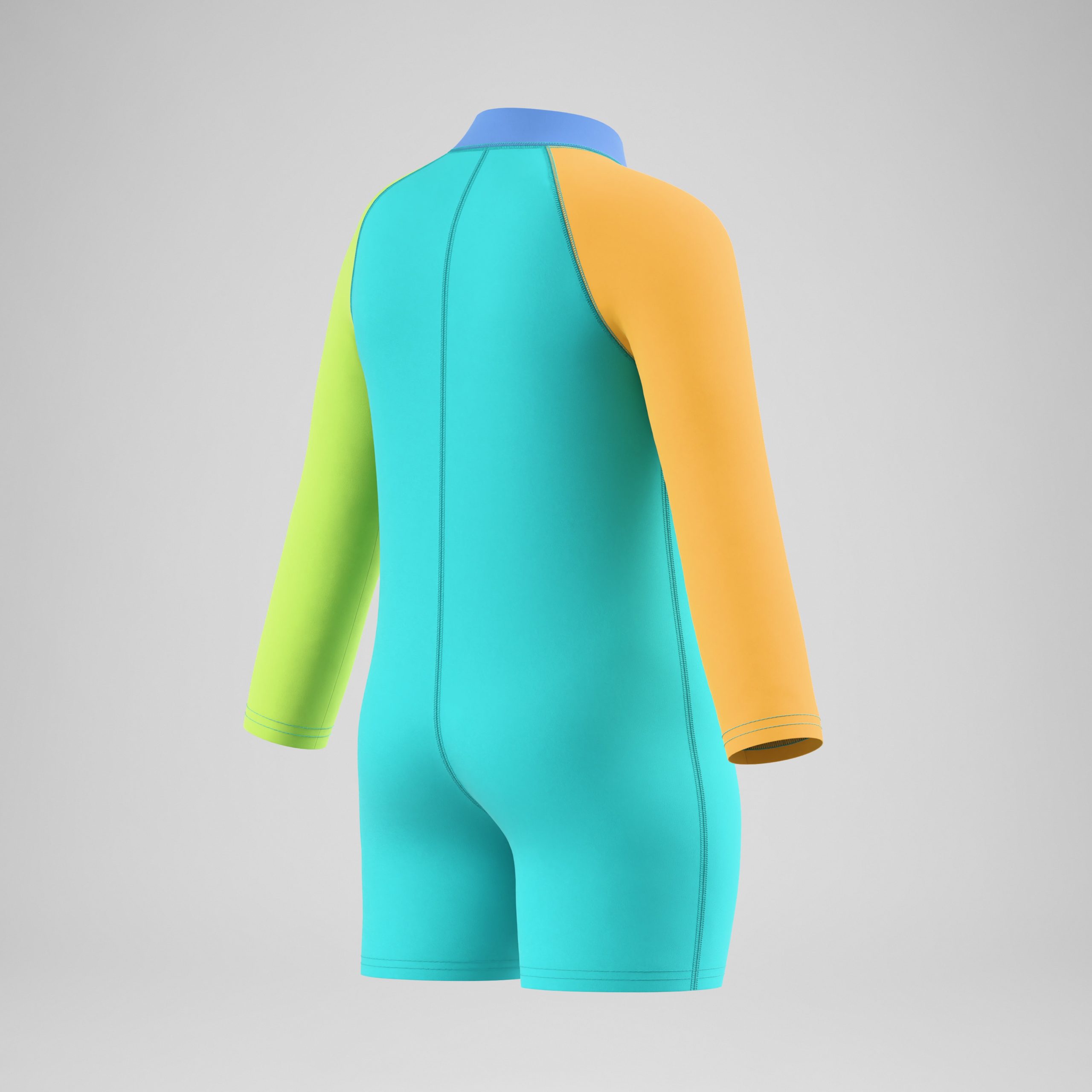 Infants Colorblock Long Sleeve Zip One Piece Green/Orange - Image 4