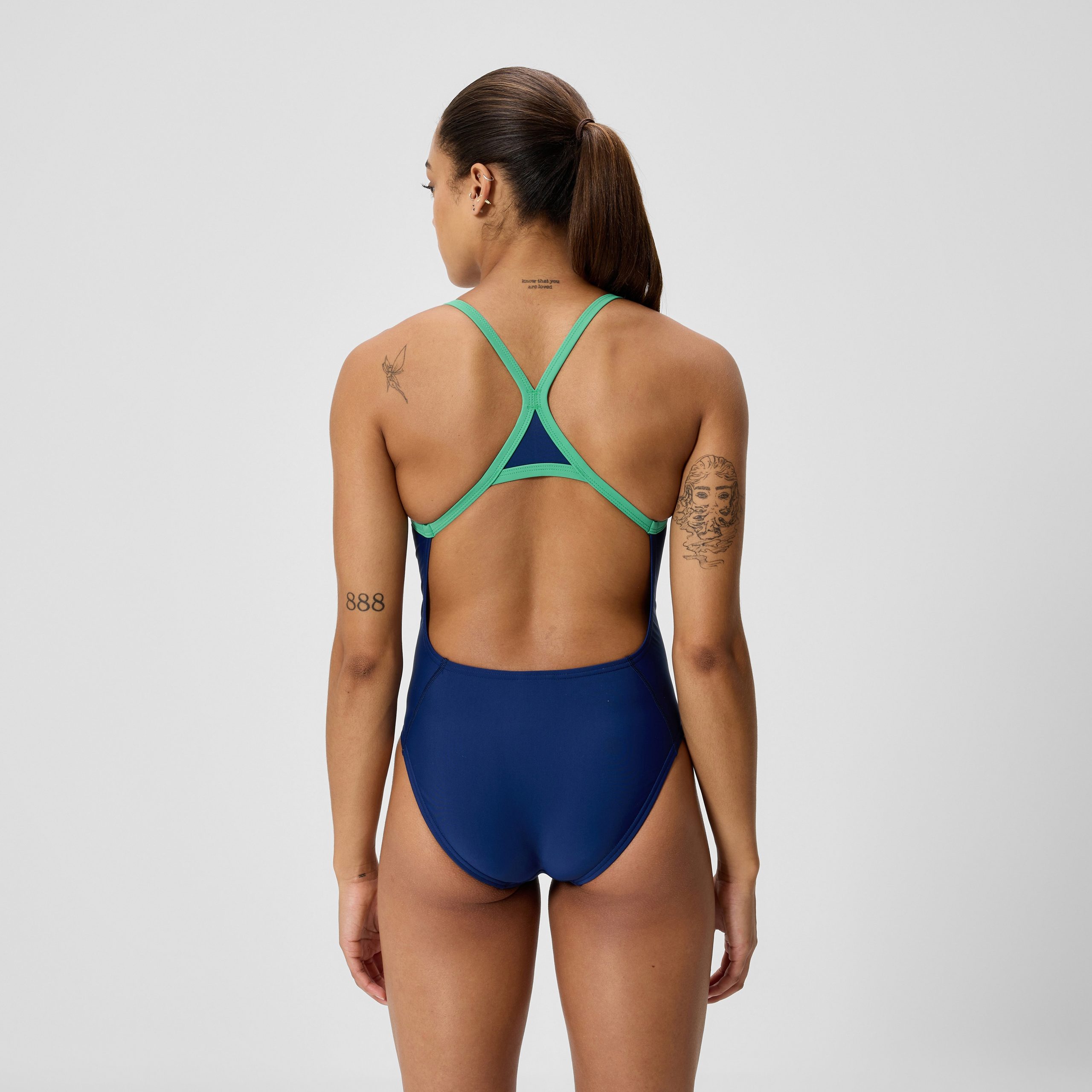 Women's Club Training Turnback One Piece Navy/Green - Image 3
