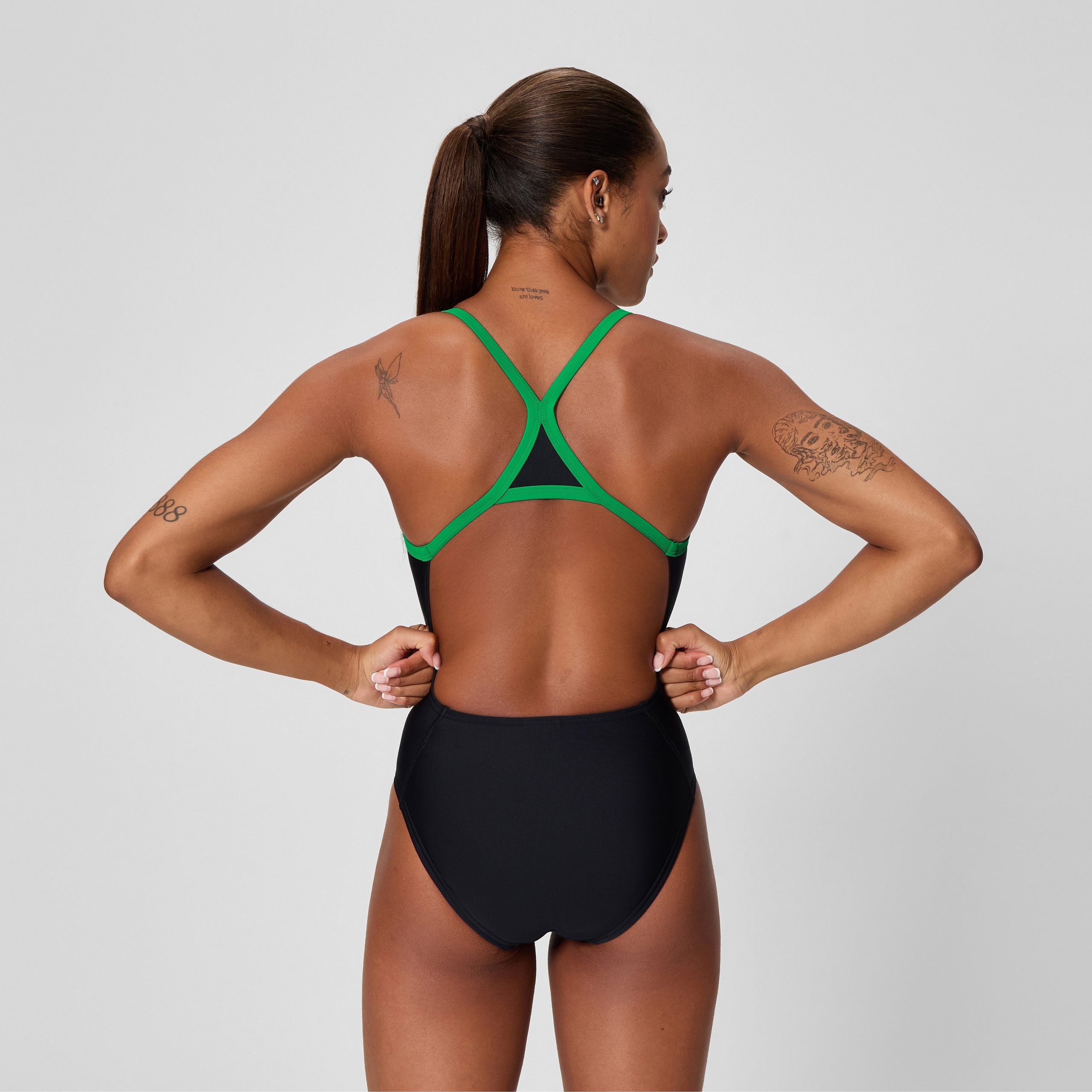 Women's Club Training Turnback One Piece Black/Green - Image 3