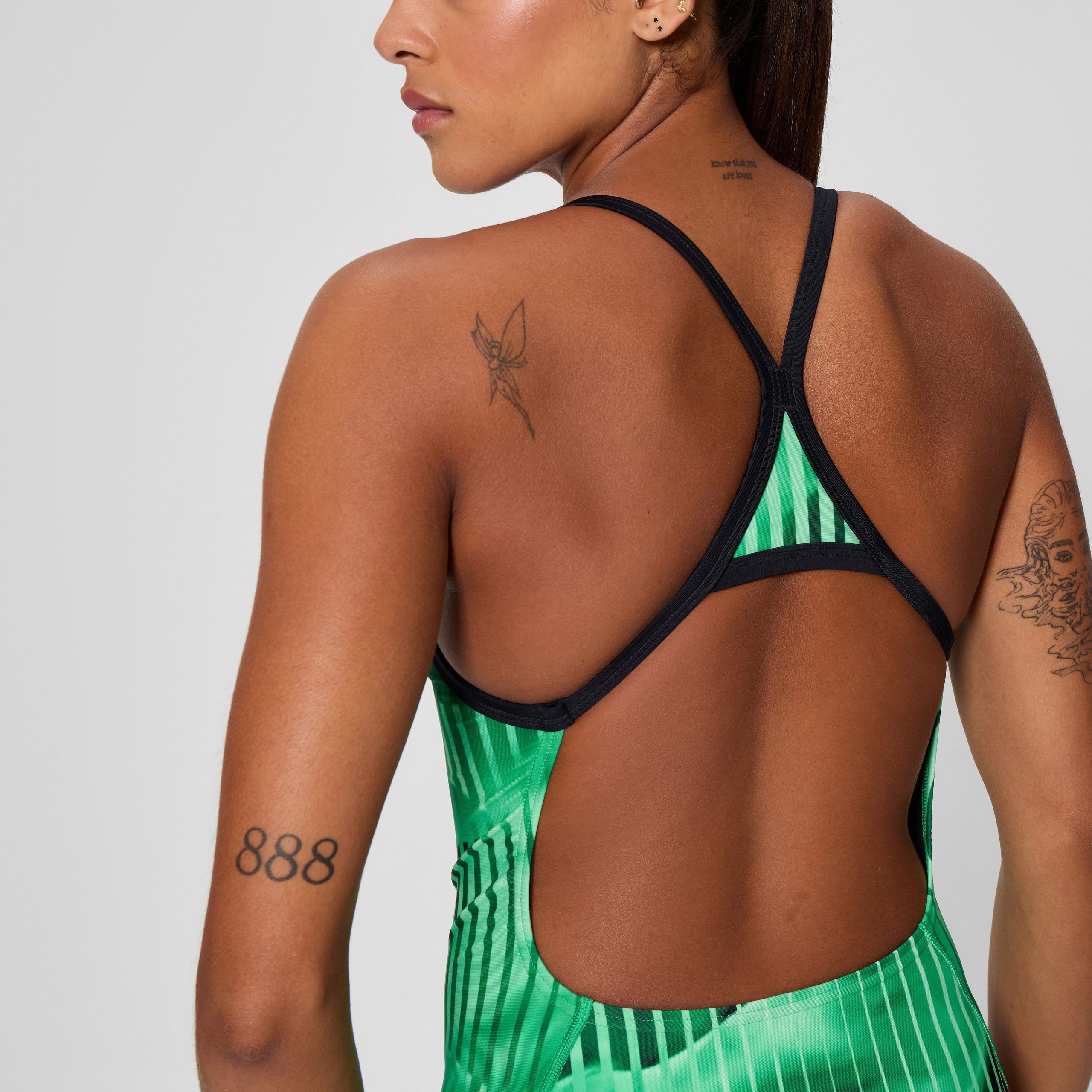 Women's Club Training Printed Turnback One Piece Green/Black - Image 8