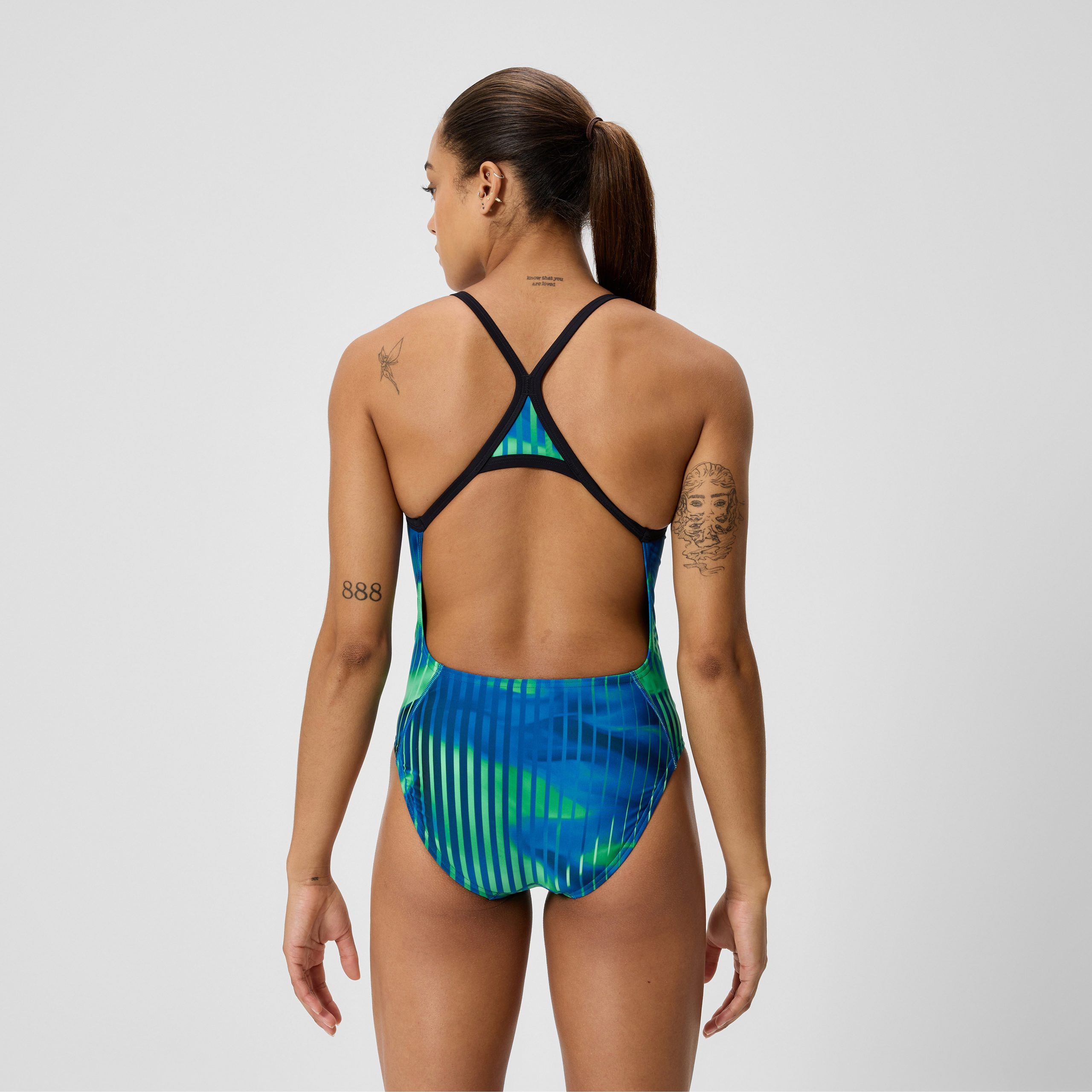 Women's Club Training Printed Turnback One Piece Blue/Green - Image 3