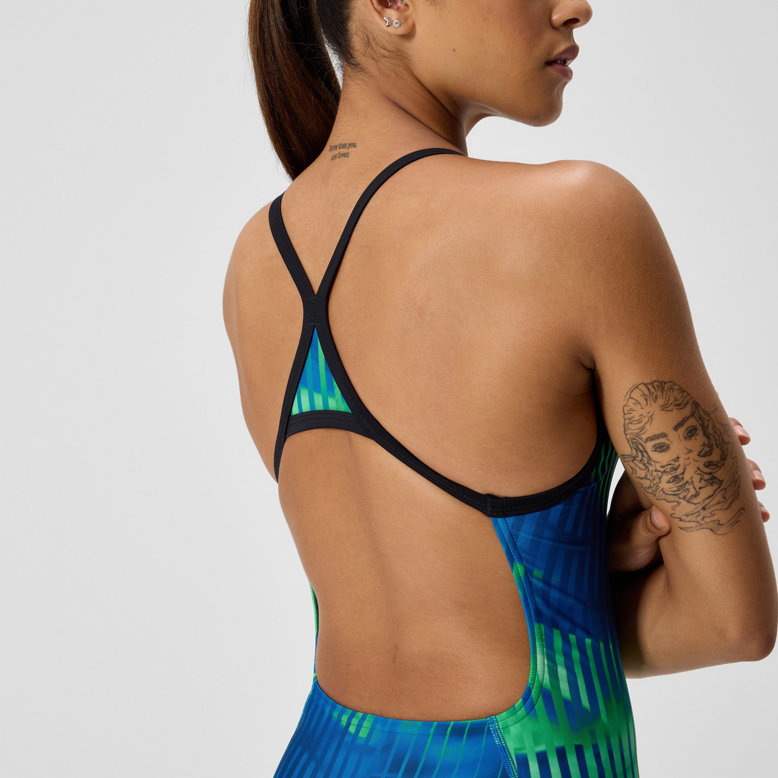 Women's Club Training Printed Turnback One Piece Blue/Green - Image 8