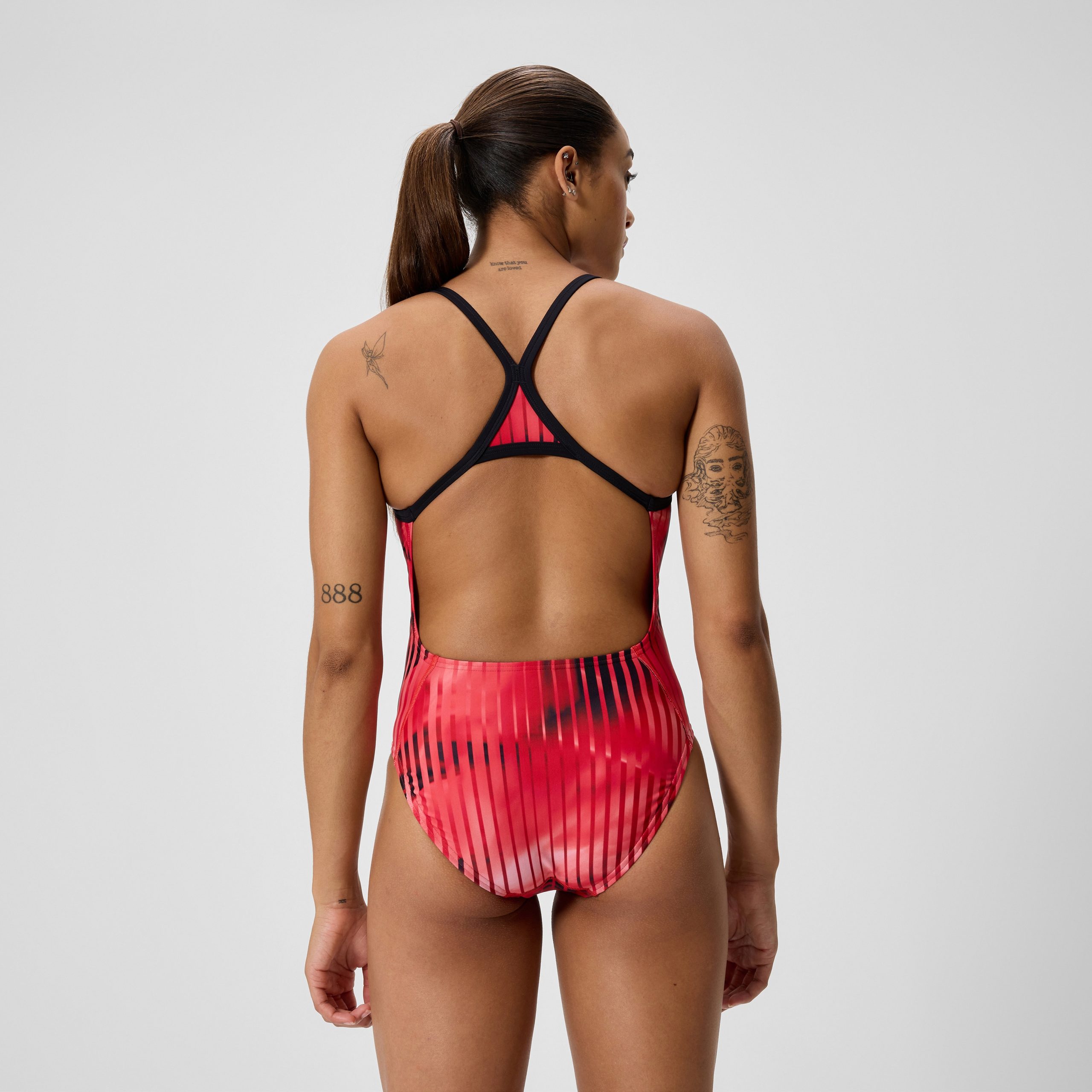 Women's Club Training Printed Turnback One Piece Red/Black - Image 3