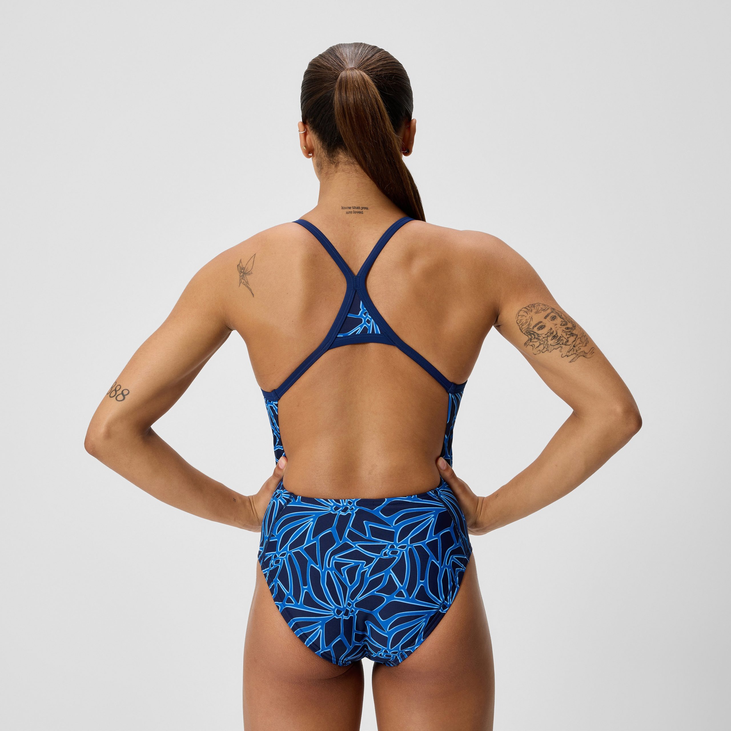Women's Club Training Printed Turnback One Piece Blue - Image 3