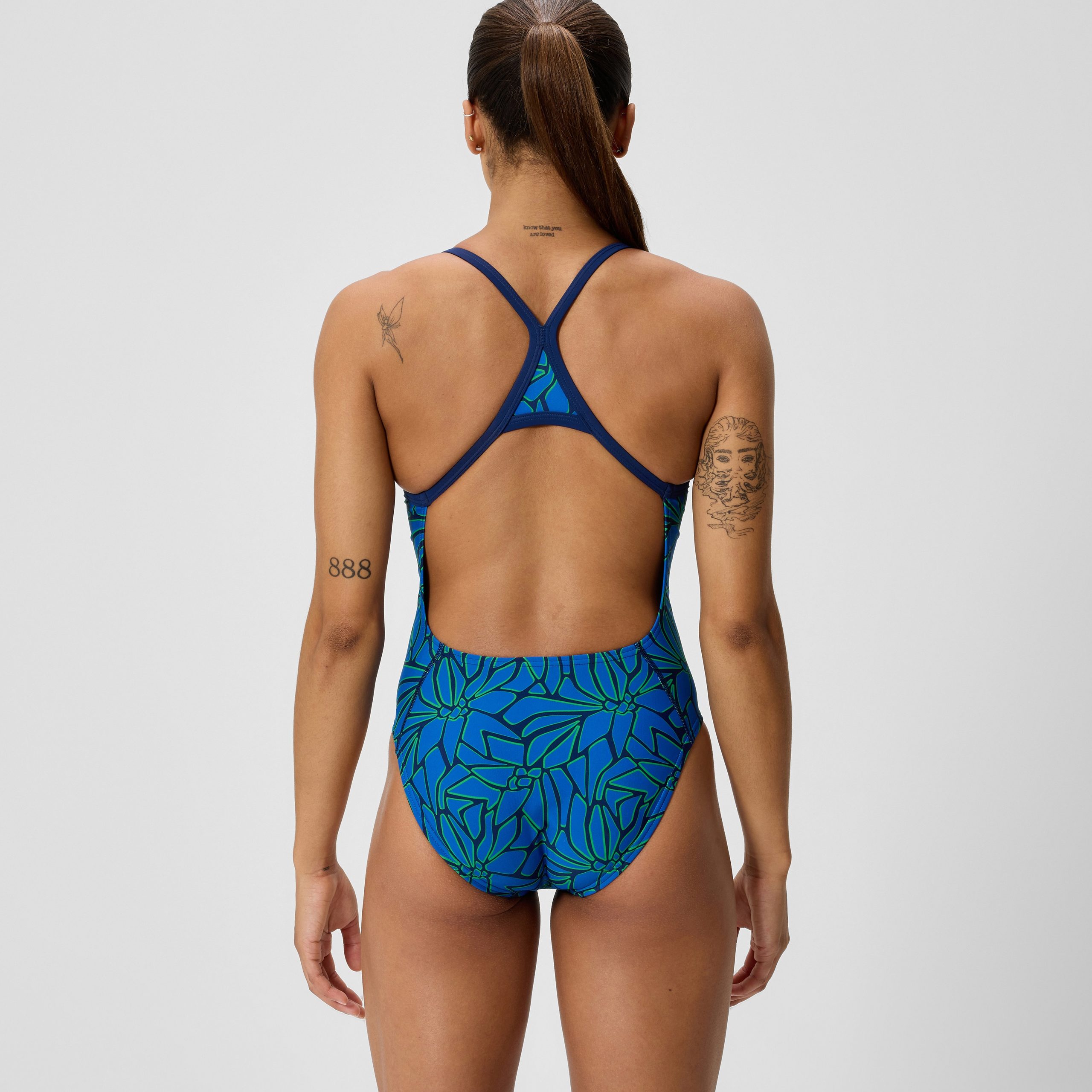Women's Club Training Printed Turnback One Piece Blue/Green - Image 3