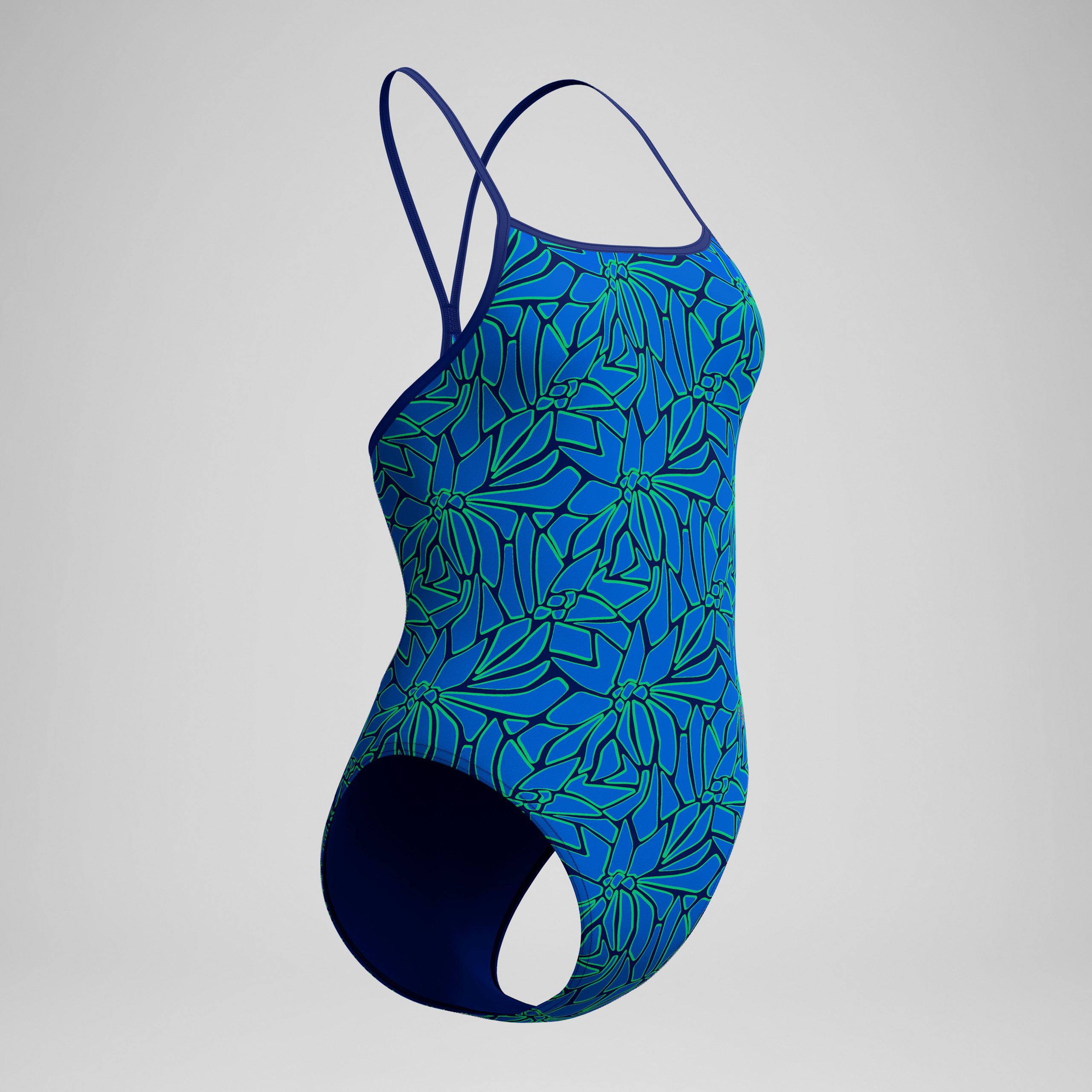 Women's Club Training Printed Turnback One Piece Blue/Green - Image 5