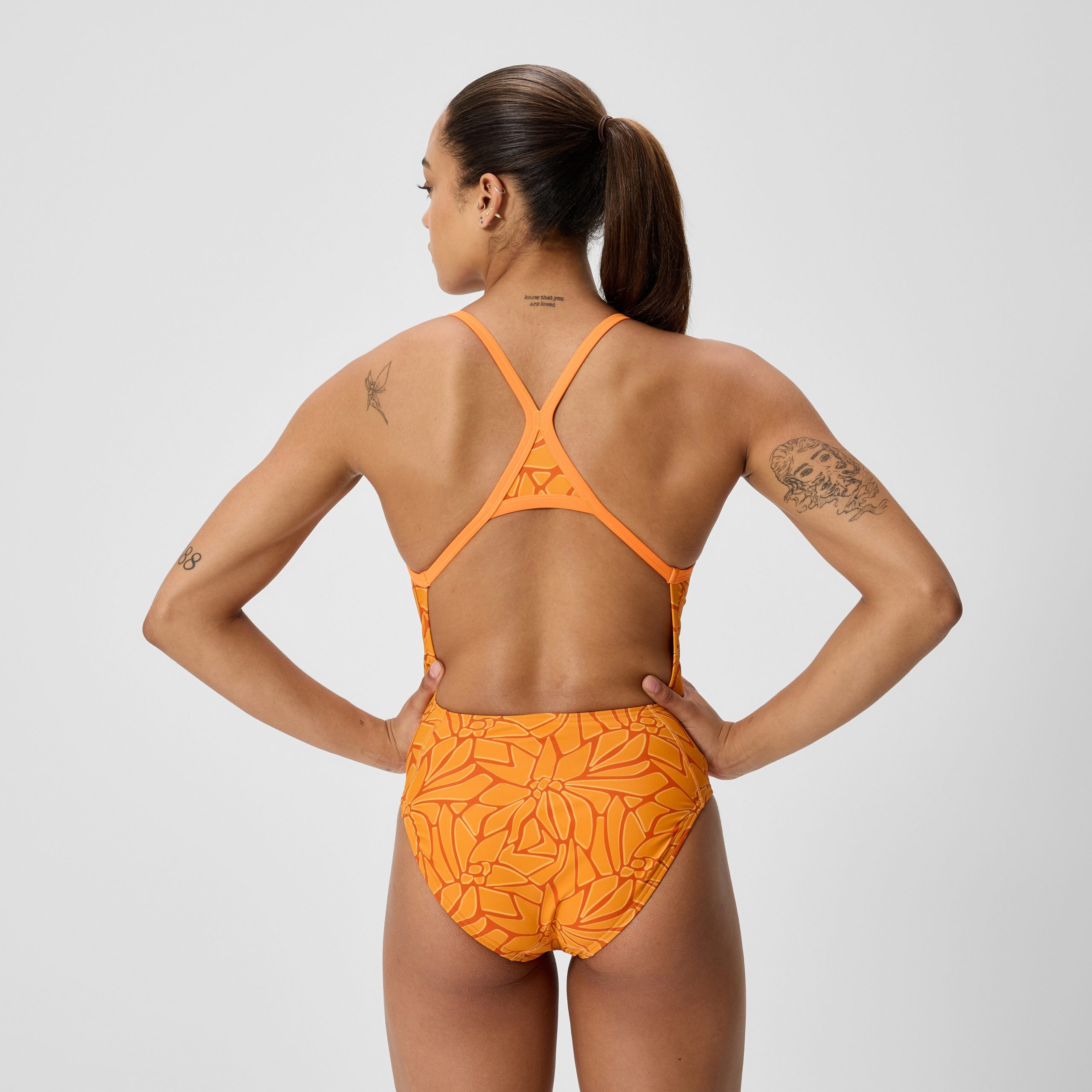 Women's Club Training Printed Turnback One Piece Orange - Image 3