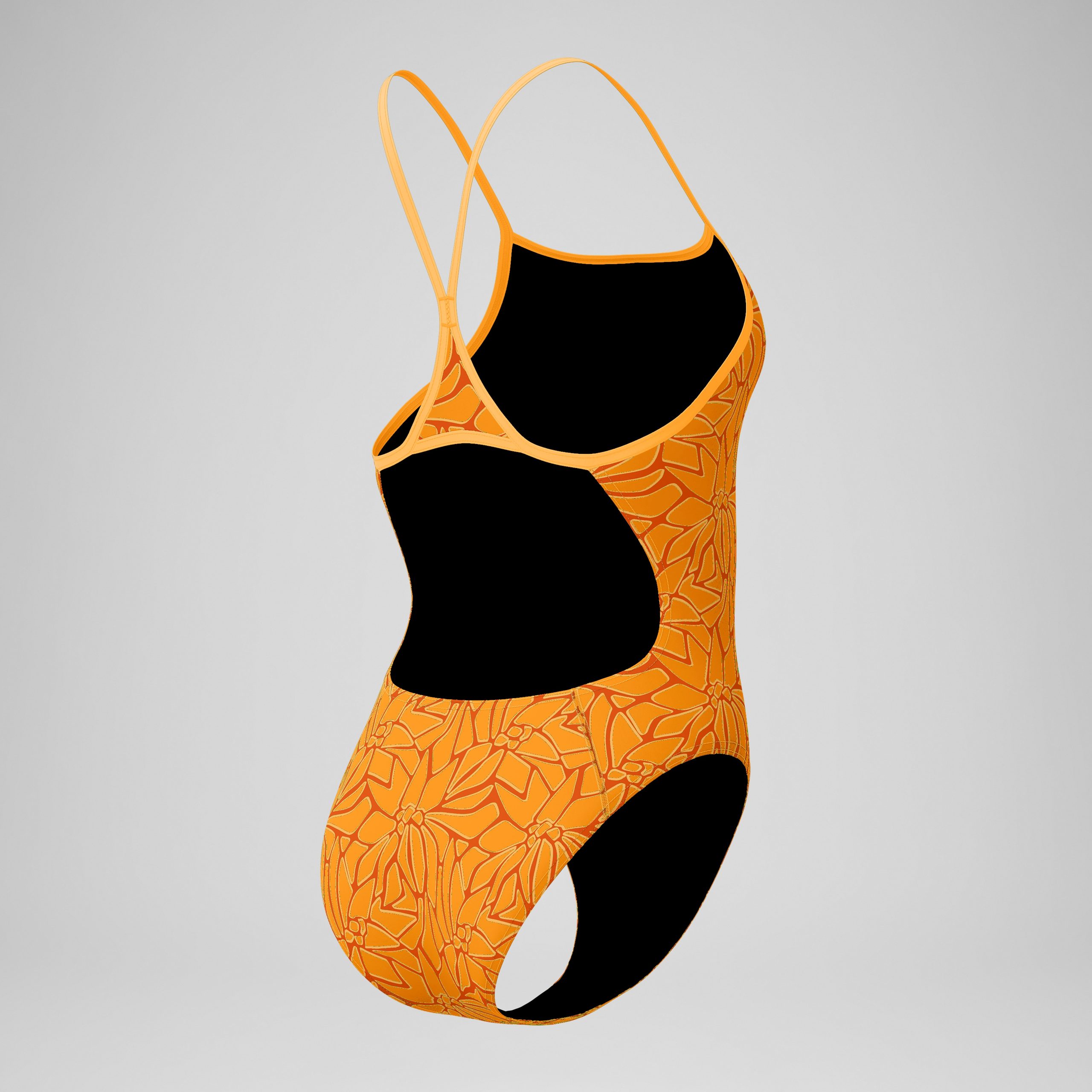 Women's Club Training Printed Turnback One Piece Orange - Image 7