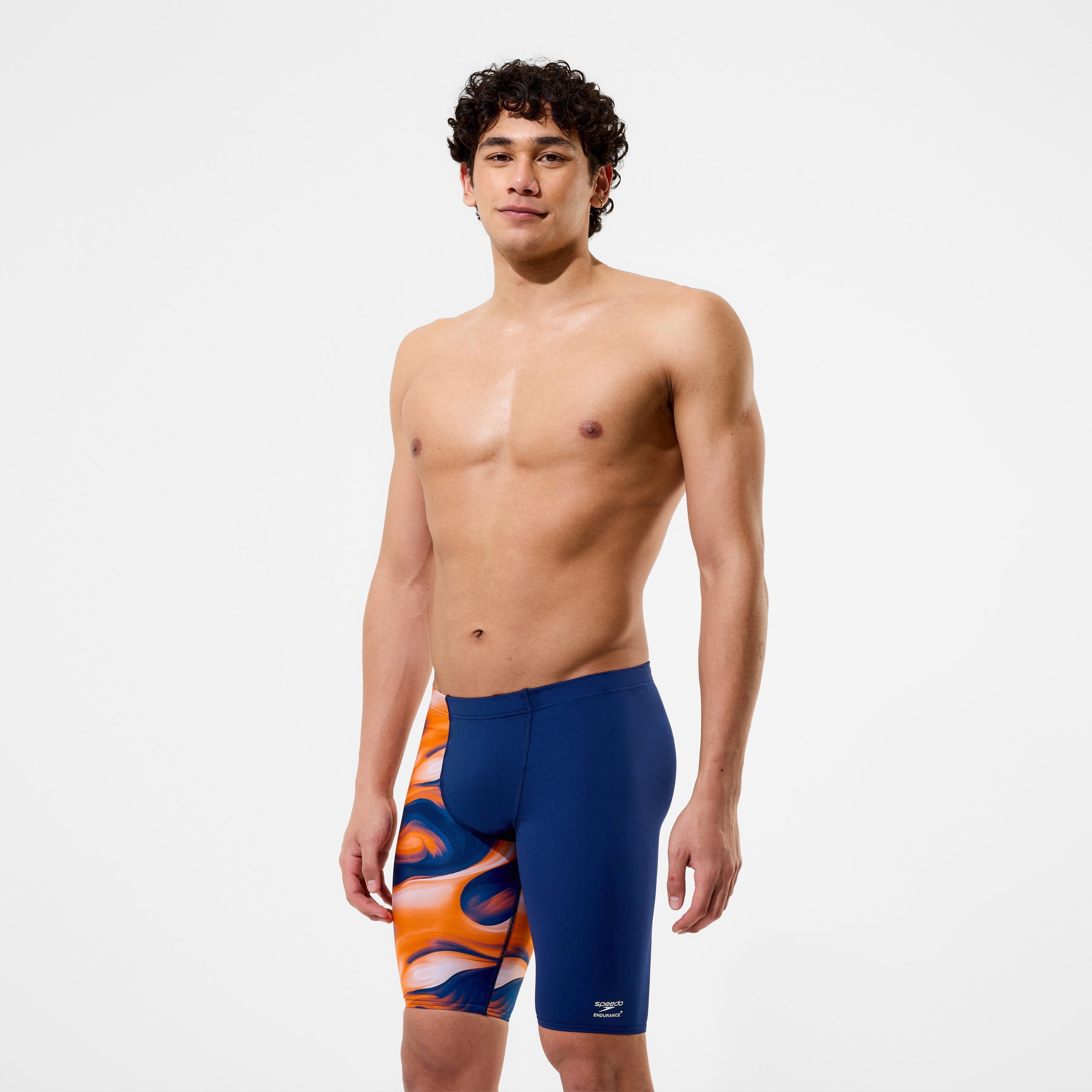 Men's Team Printed Jammer Navy/Orange - Image 2