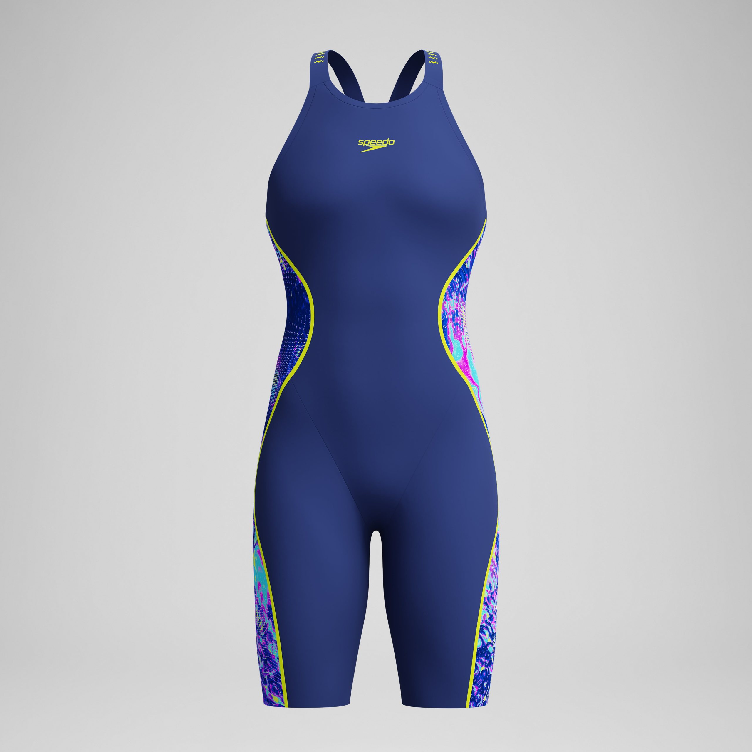 Women's Fastskin LZR Pure Intent 2.0 Openback Kneeskin Navy/Blue/Yellow - Image 4
