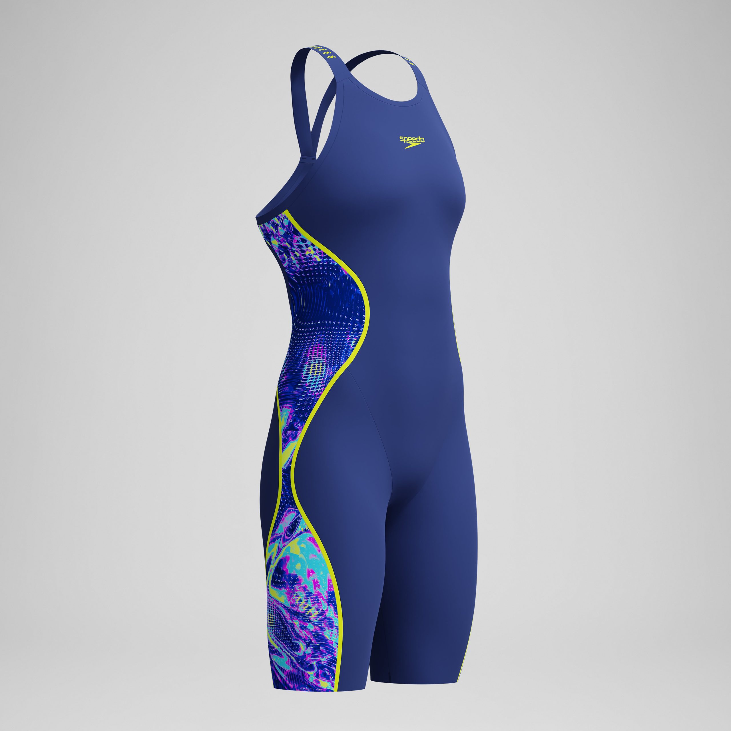 Women's Fastskin LZR Pure Intent 2.0 Openback Kneeskin Navy/Blue/Yellow - Image 5