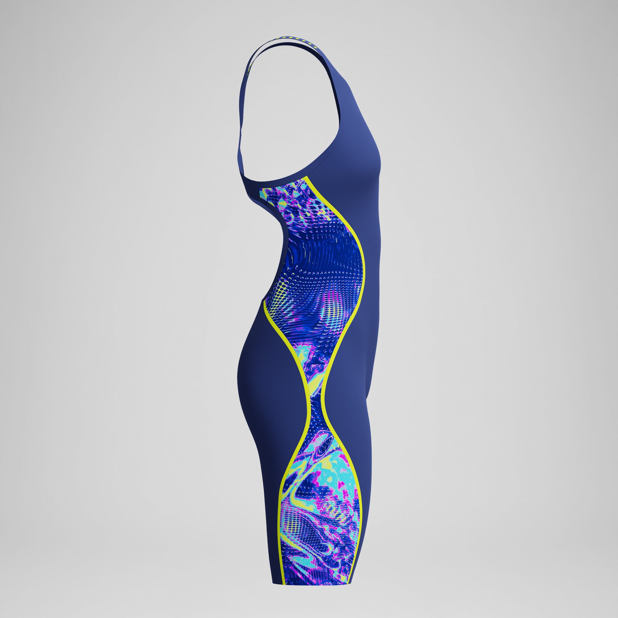 Women's Fastskin LZR Pure Intent 2.0 Openback Kneeskin Navy/Blue/Yellow - Image 6