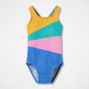 Infant Girls Radiating Splice One Piece Blue/Yellow
