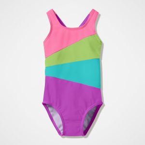 Infant Girls Radiating Splice One Piece Pink/Green
