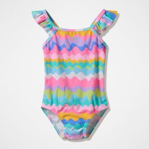 Infant Girls Ruffle One Piece Pink/Green